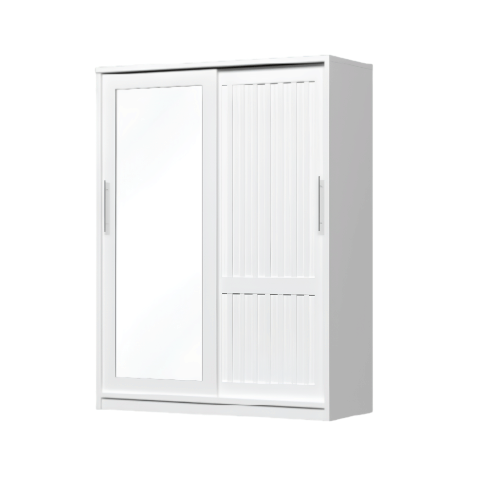 ตู้เสื้อผ้าบานเลื่อนกระจกเงา WISDOM DESIGN FURNITURE รุ่น W15SLM 150 ซม. สีขาว